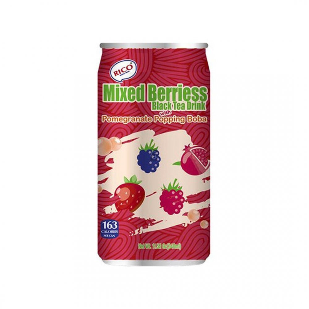 Black Tea With Mixed Berries With Pomegranate Popping Boba, 340ml
