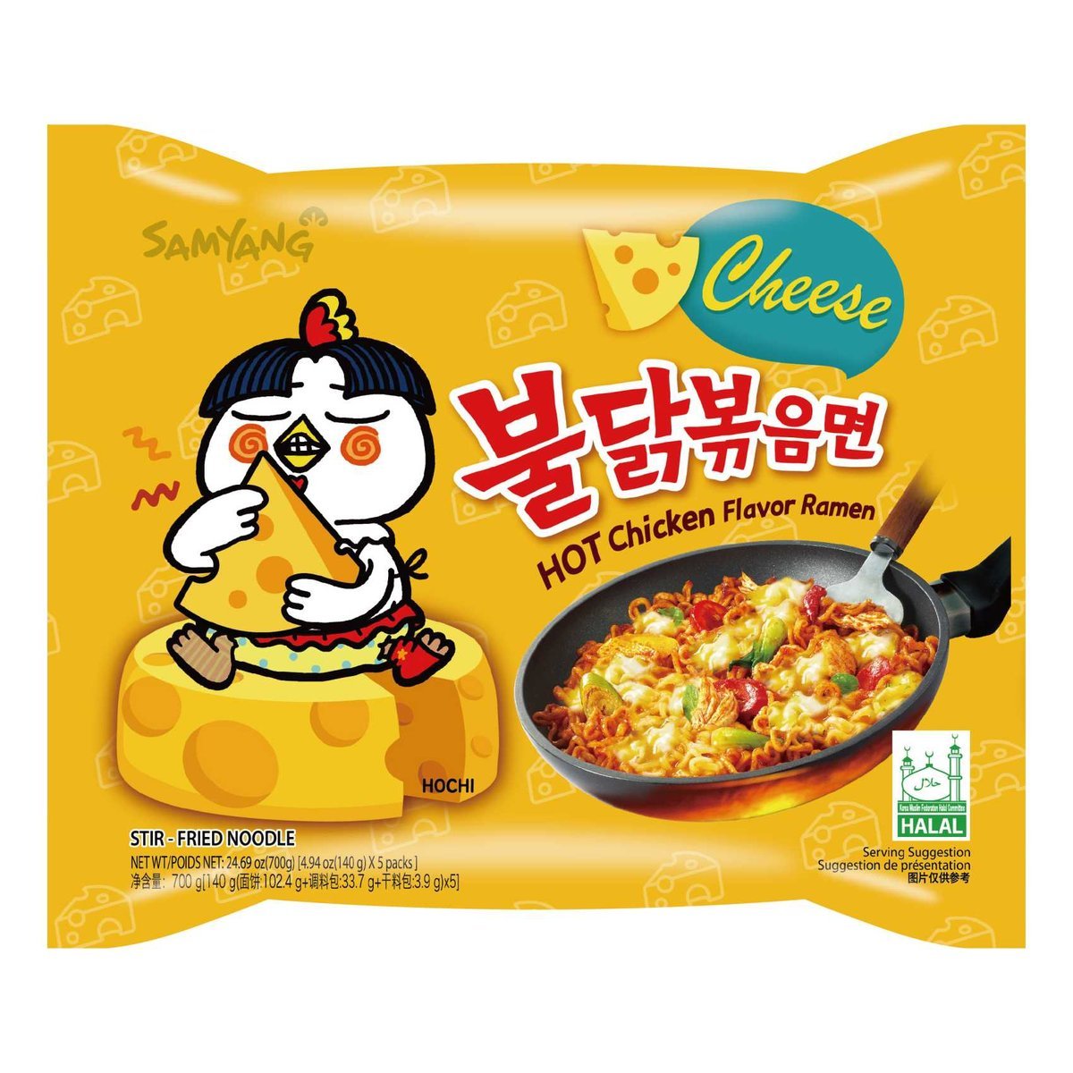 Samyang Hot Chicken Ramen Noodles Cheese, 140g